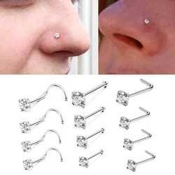1PC Fashion Stainless Steel Crystal Nose Septum Piercing Studs 20G Mini Nose Ring Earrings Studs Body Piering Jewelry For Women