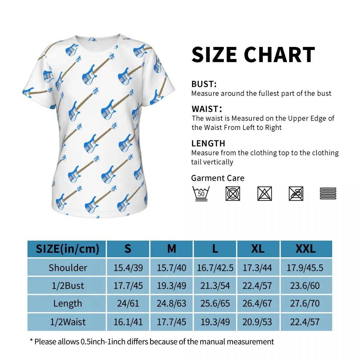 Left-Handed Rickenbacker 4001C FLCL Bass Guitar T-Shirt Women Short Sleeve T Shirts Round Neck Streetwear Cotton Summer Tees view 6