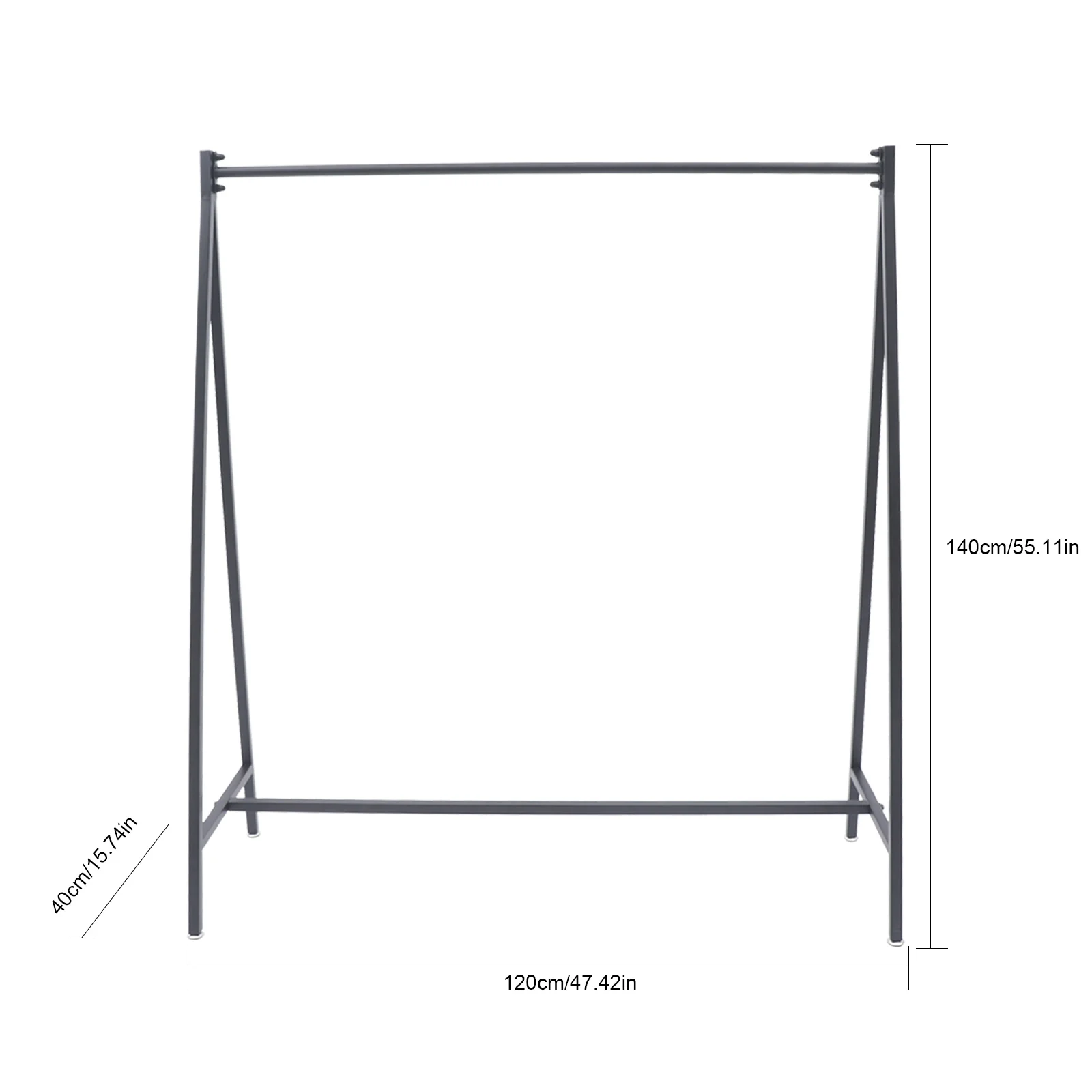 

Black Metal Clothes Rack Freestanding Garment Display Stand 47 in. W x 55 in. H Clothes Rack for Clothing Stores