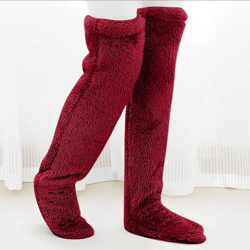 Cold Legs Teddy Bear High and Long Leg Floor Socks Warm Feet Thick Goose Down Leg Warmers Knee Pads Sock Covers