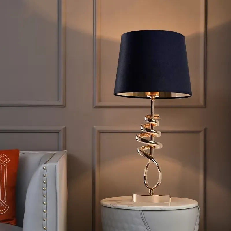 Modern Gold Plated Metal LED Desk Lamp Special Shaped Design for Hotel Living Room Bedroom Decoration Contemporary Style
