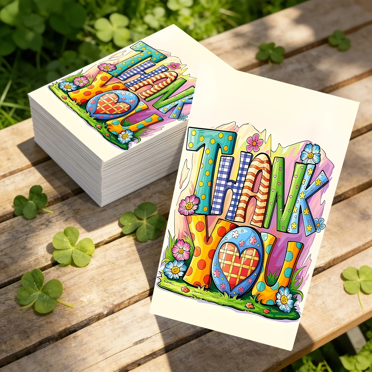 50PCS Fun Colored Hand-painted Style Thank-you Cards, Suitable for Party Decoration, Holiday Celebrations and Other Occasions