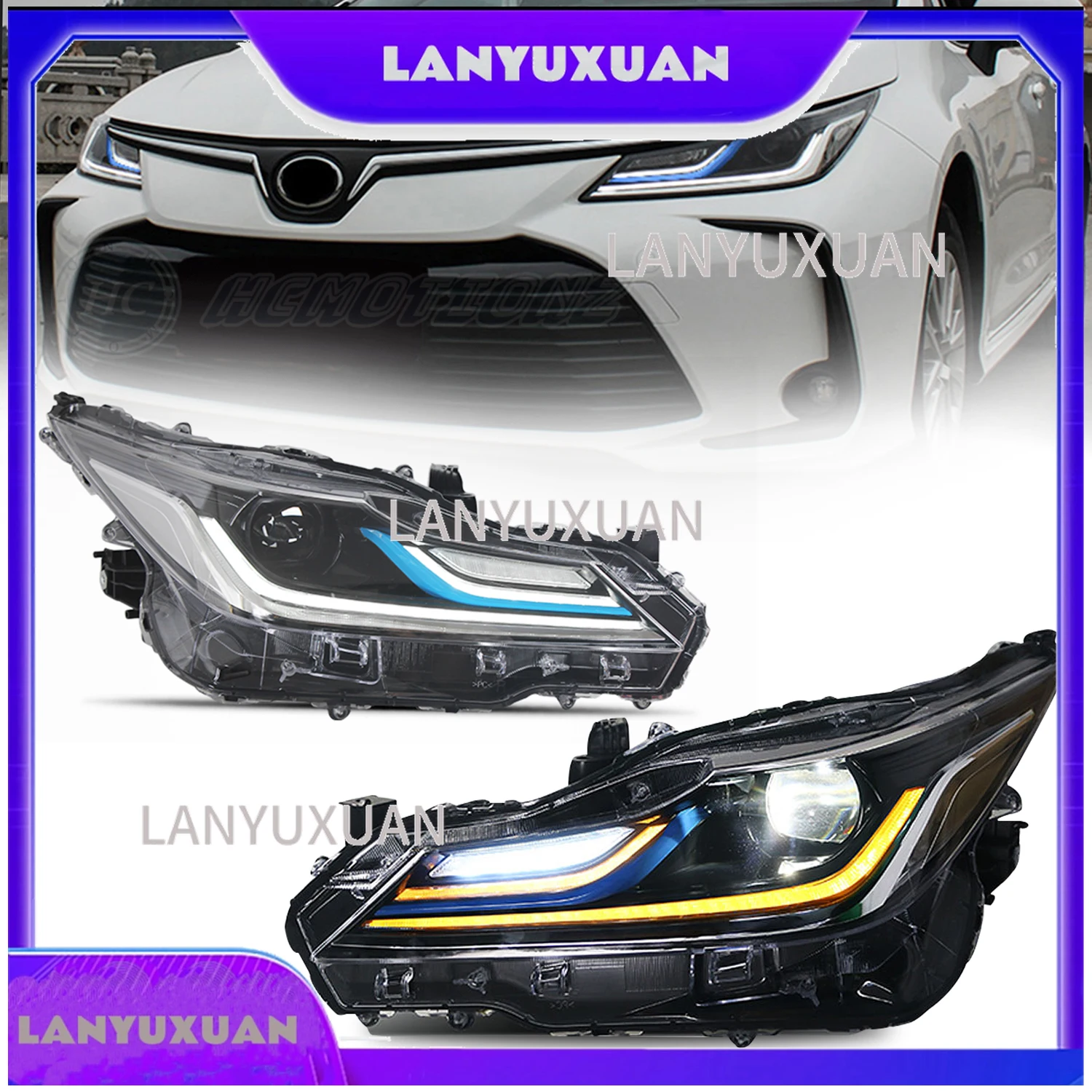 2026 HCMOTIONZ Factory Car Rear Lamp 2019-2022 Start up Animation Middle East Version LED Headlights for Toyota Corolla