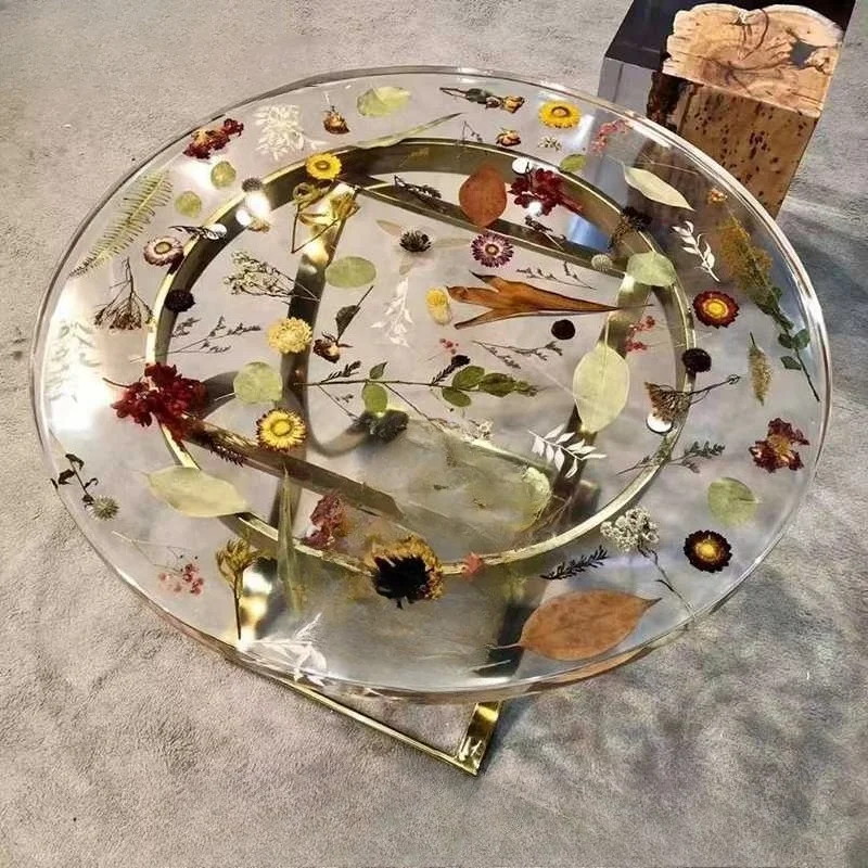 Natural petal resin coffee table