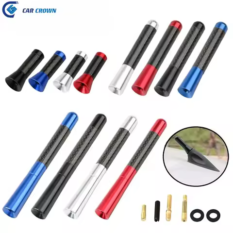 Car Crown Short Radio Anten PX Carbon Fiber Black Car Roof Antenna Radio Aerial FM/AM Metal Receiving Antenna 3.5cm/8cm/12cm