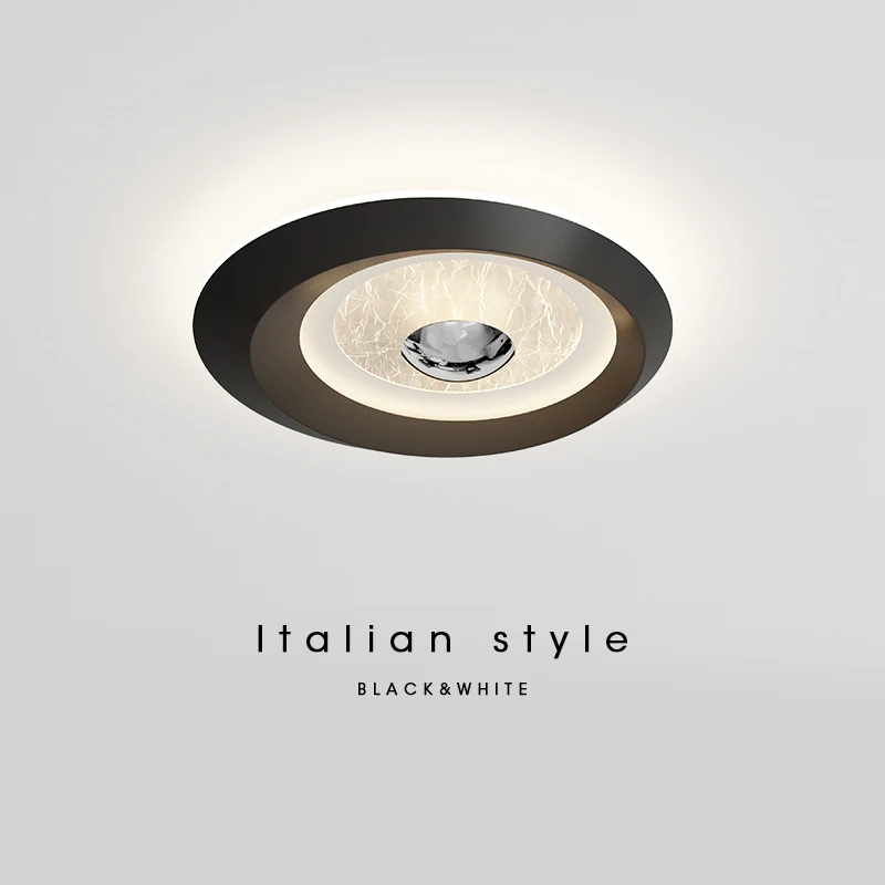 Bedroom Ceiling Light Nordic High-end Sensory Eye Protection Study room Light Italian style Minimalist Circular Texture Lamp