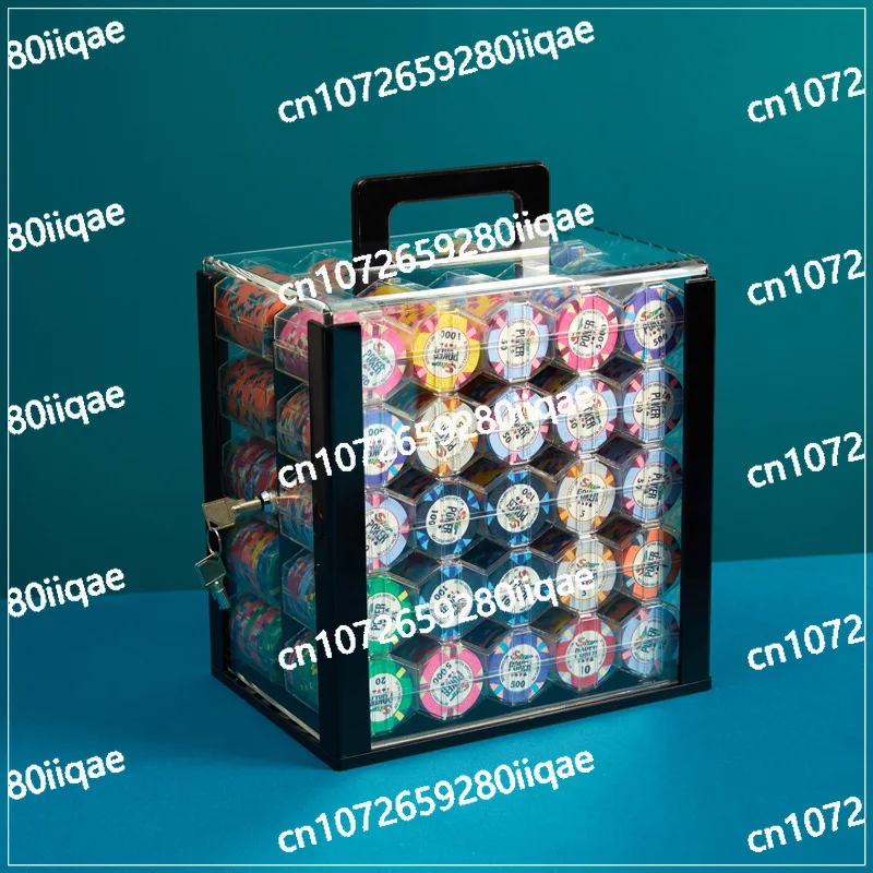

Texas Chip Box 1000 Pieces 10 Chip Racks PortableThickened Acrylic Transparent