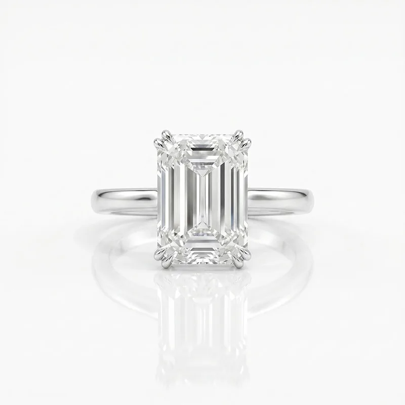 5Ct Emerald Diamond Engagement Ring CVD Lab Grown Diamond E VS1 IGI CERTIFIED 14k White Gold Wedding Ring For Woman