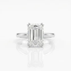 5Ct Emerald Diamond Engagement Ring CVD Lab Grown Diamond E VS1 IGI CERTIFIED 14k White Gold Wedding Ring For Woman
