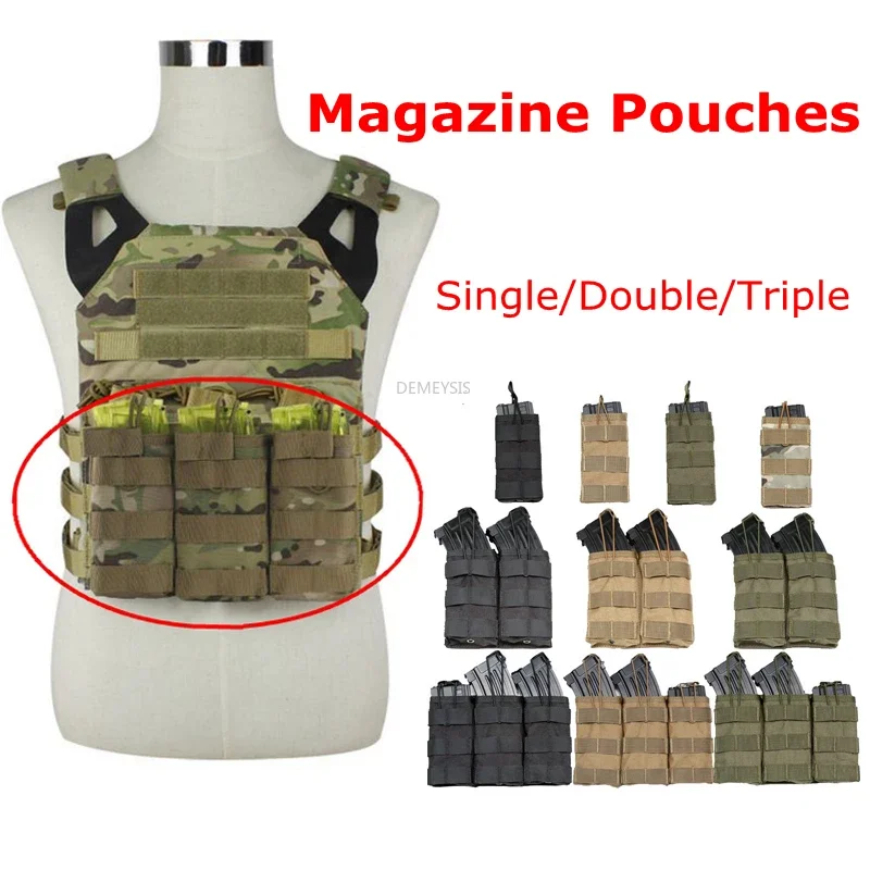 

Tactical Magazine Molle Pouch 5.56 AR15 M4 Outdoor Hunting Rifle Pistol Ammo Mag Bag Airsoft Gun Accessories Torch Holder Case