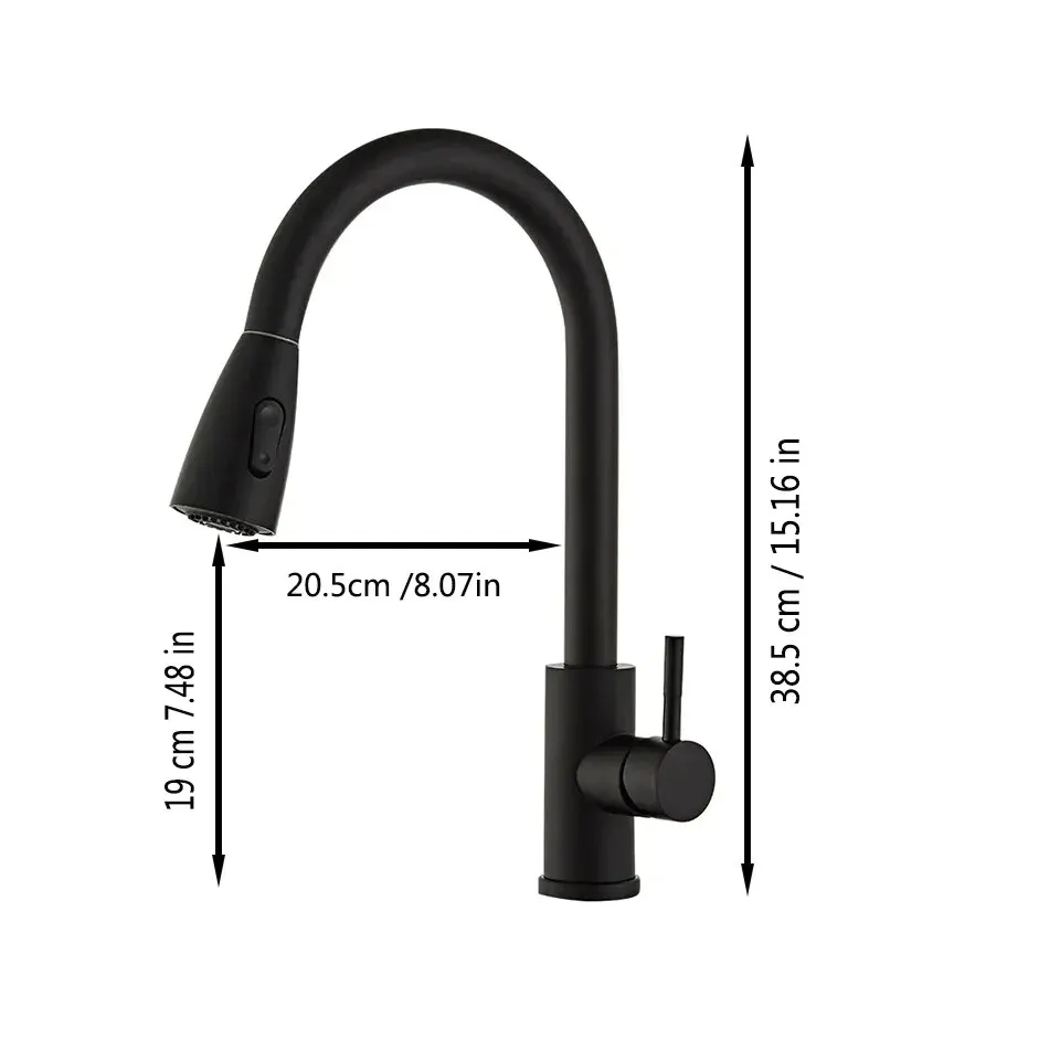 Stainless Steel Lead-Free Environmentally Friendly Kitchen Composite Pull-Out Faucet (Black) With Second Level Water Outlet