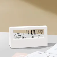Thermo-Hygrometer Clock Creative Weather Display Electronic Alarm CLock Desktop Table Decor For Living Room Bedroom Lankybox