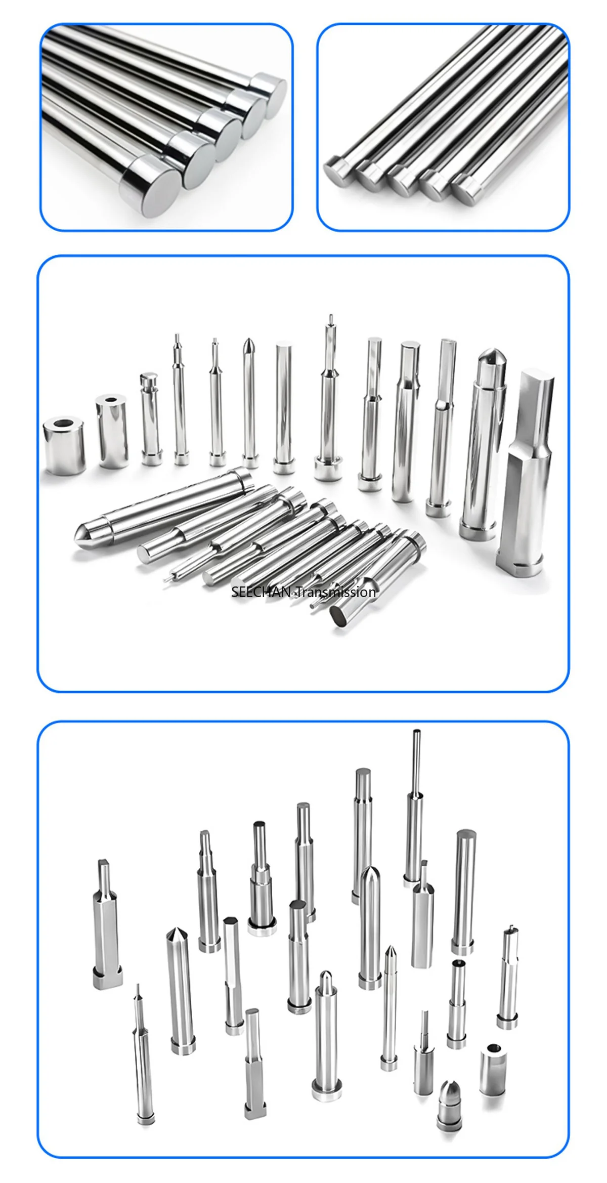 Dia 0.5-25mm SKD61 Mold Ejector Pin L=100-500mm Full Hard Die Thimble Straight Ejector Push Rod Round Needle Customizable
