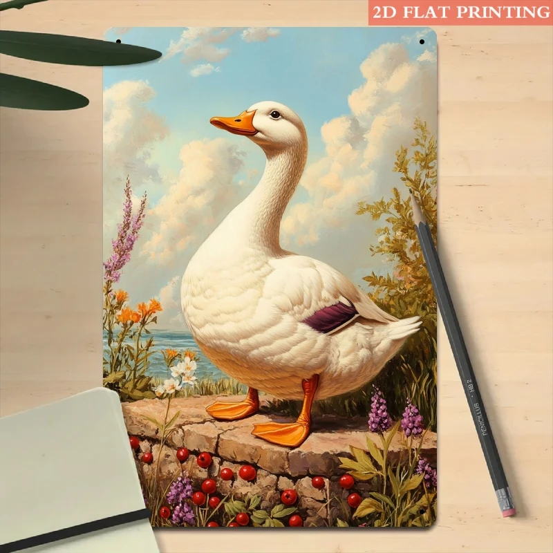 2D Flaches Vintage Küsten-Enten Metallschild Eisen 20x30cm Retro Garten Veranda Wanddekoration Plakette Terrassen-Kunstposter Blechplatte