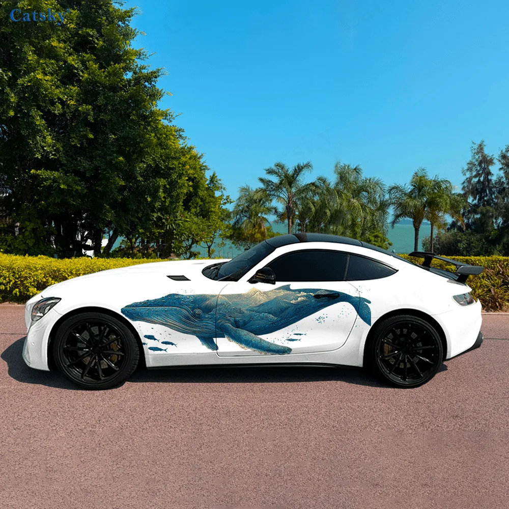 

Синий Кит Горы Автомобильные Виниловые Обертывания Наклейка Самоклеящаяся ПВХ Наклейка Подходит для Грузовиков SUV Украшения Автоаксессуары Подарок