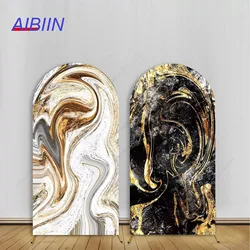 White Black Gold Marble Texture Arch Backdrop Cover Liquid Vortex Art Party Decor Wedding Birthday Wall Photography Background