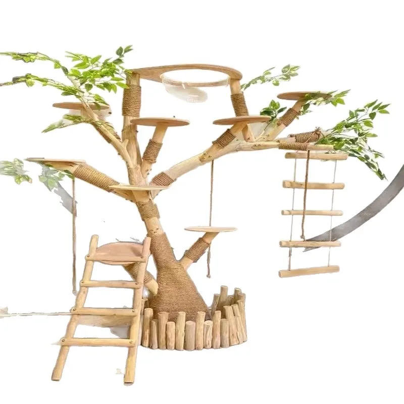 

Cat Climbing Frame Solid Wood Integrated Toy Fun Cat Treehouse