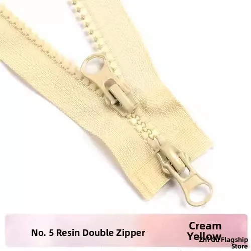 

New 5th Resin Zipper Self-Locking Clothing Outerdown Jacket Single Open Luxury Double Head Double Open Tail Long Pull Chain