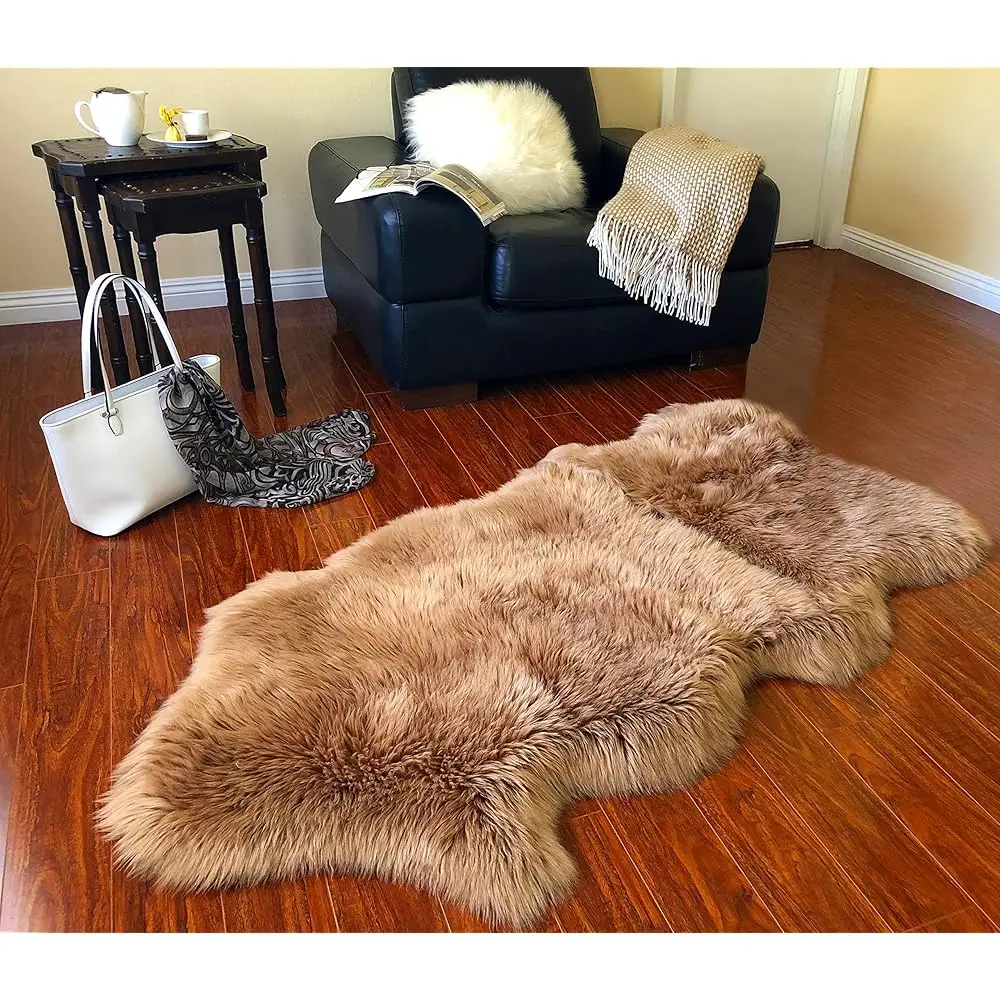 

Faux Sheepskin Hypoallergenic Free Shape Silky Shag Rug, Luxury Shaggy Silky Plush Carpet For Bedrooms Rugs Living Kids Room