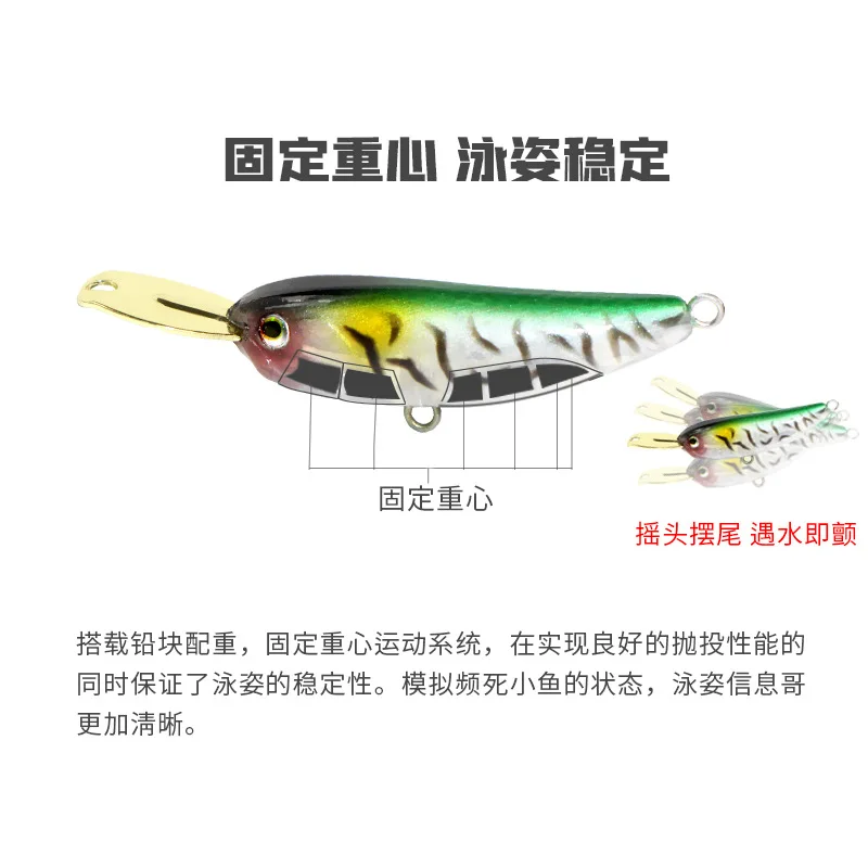 Riser Pencil Fishing Lures, Mini isca Minnow, boca dura artificial, Wobblers, tiro longo, listra branca, 5,5g, 8,5g, 1pc