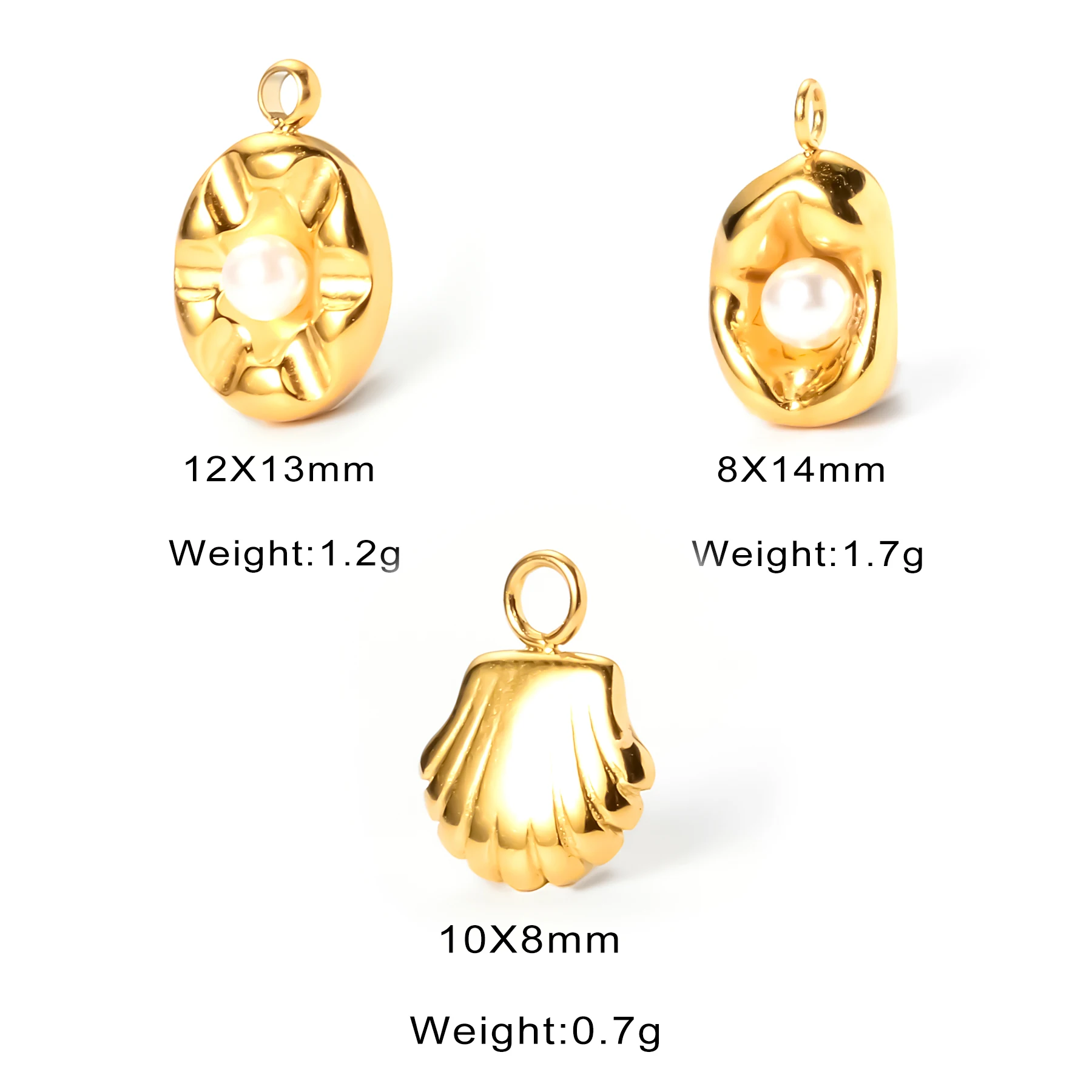 

2Pcs Golden Stainless Steel Pendant Charms Imitation Pearl Seashell Accessories DIY Jewelry Making Findings Pendant for Women