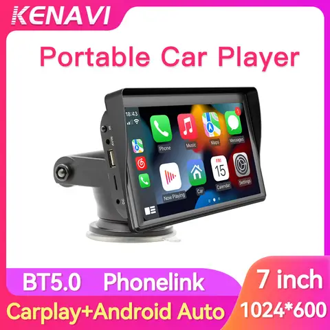 7인치 휴대용 터치스크린 무선 Apple CarPlay 안드로이드 오토 카 라디오 멀티미디어 비디오 플레이어 네비게이션 범용 모니터