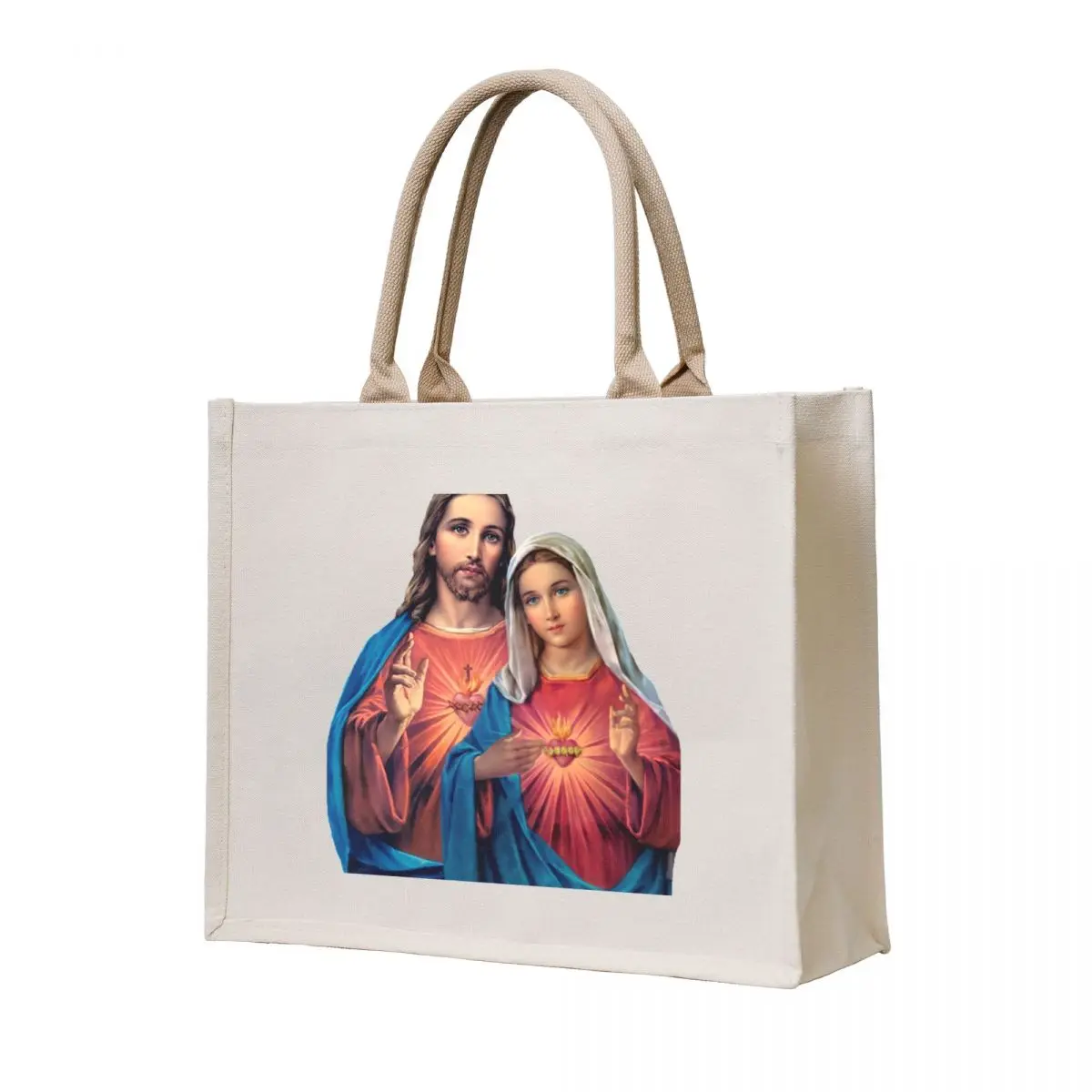 

Twin Hearts very close together - I (Jesus and Mary) transparent background Tote Bag bag for beach Women's bag