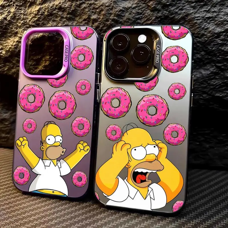 The Simpsons Donut Phone Case for Apple iPhone 15 Pro Max 16 Pro 14 Pro 13 12 11 Pro Max 14 Plus Color Silicone Shell