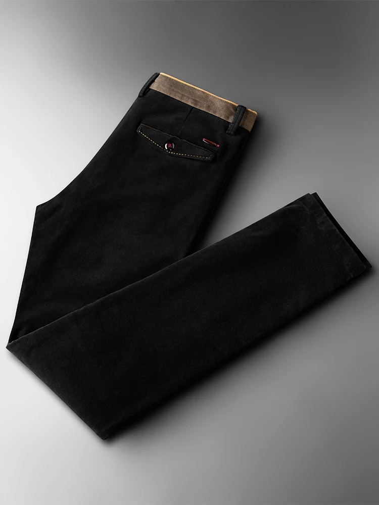 

Мужские зимние вельветовые повседневные брюки Thiened Fce на подкладке, прямые облегающие брюки, брендовые длинные брюки, бархатные