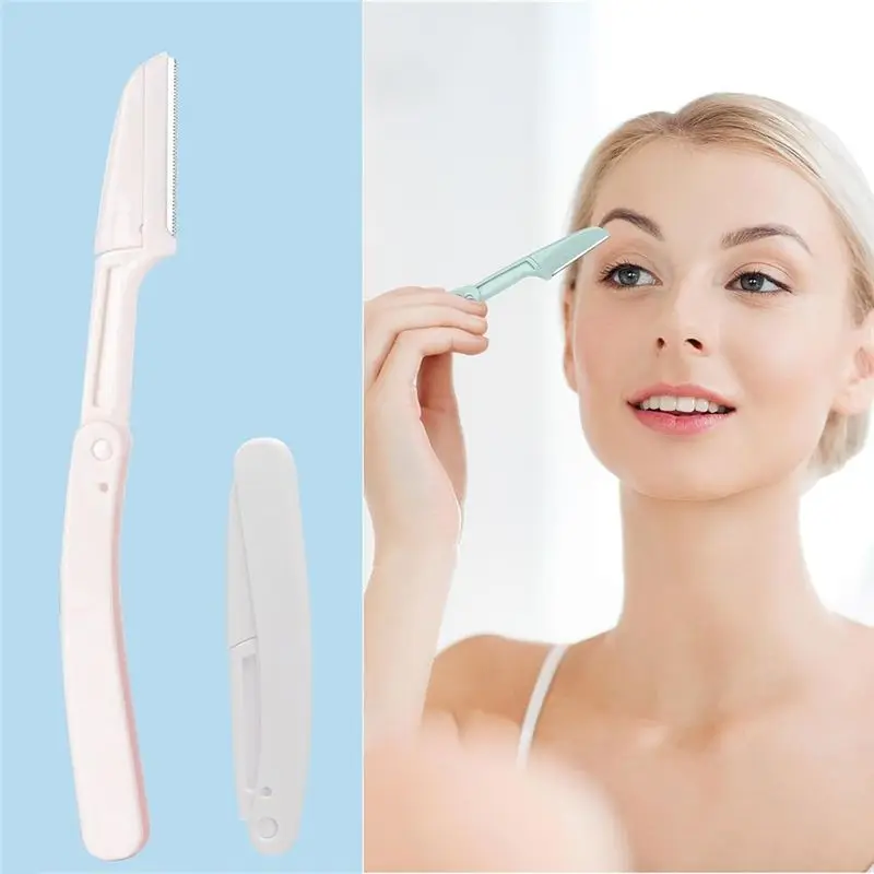 ABMK للنساء والرجال شفرات إزالة شعر الوجه والوجه وحشو تخزين شفرات حواجب قابلة للطي للسفر، أداة تجميل