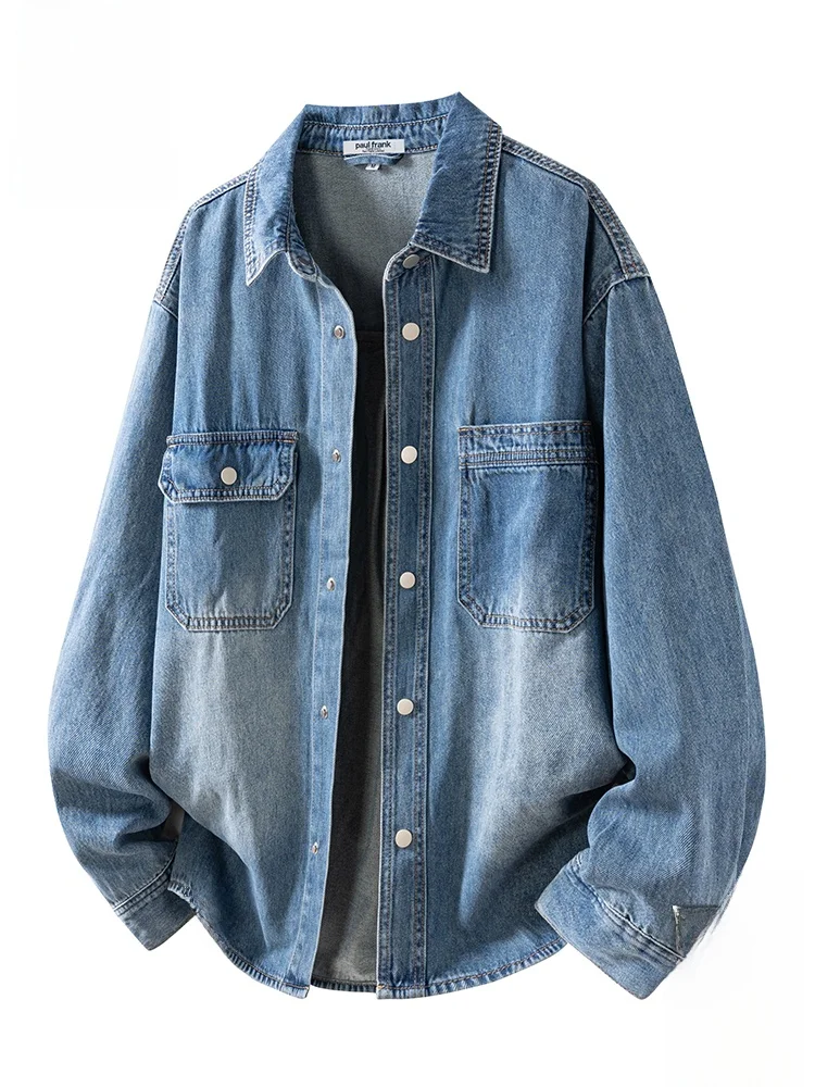 

Мужская джинсовая куртка Paul Frank: повседневная, свободного кроя, с длинными рукавами, из джинсовой ткани, осенняя коллекция