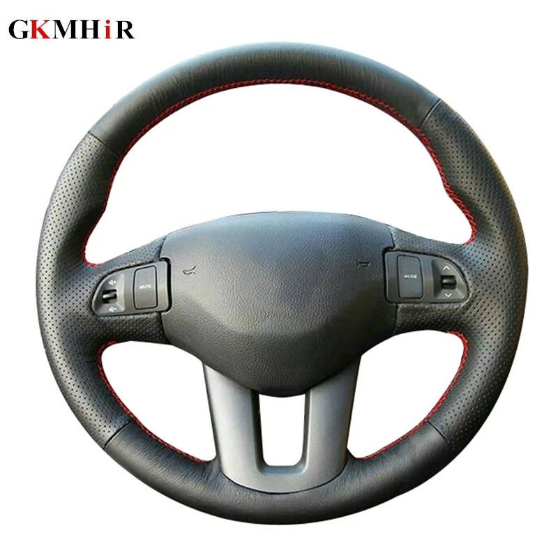 Hand-stitched Steering Wheel Cover Black Artificial Leather Steering Wheel Cover for Kia Sportage 3 2011-2014 Kia Ceed 2010