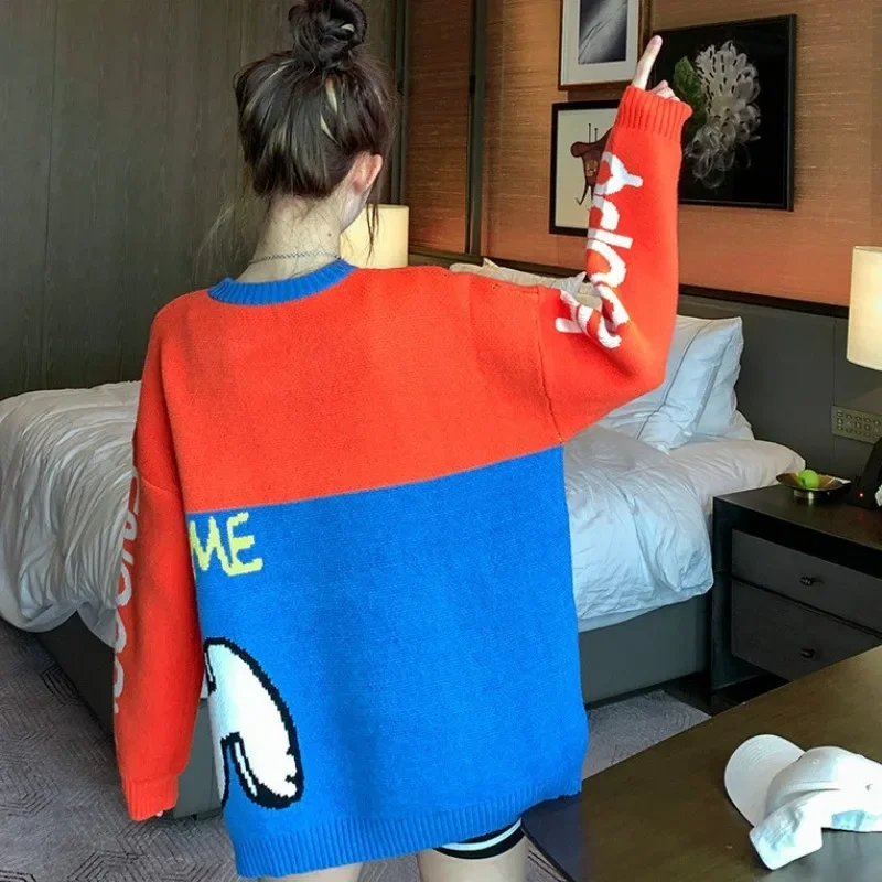 Snoopy Sweater Winter Women Knitted Long Sleeve Pullovers Anime Oversized Streetwear Jumper Knitwear Y2k Warm Tops Clothes Gifts