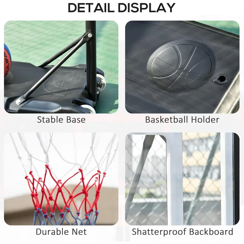 cesta de basquete portátil ajustável para diversão máxima - uso interno e externo com base durável e estável