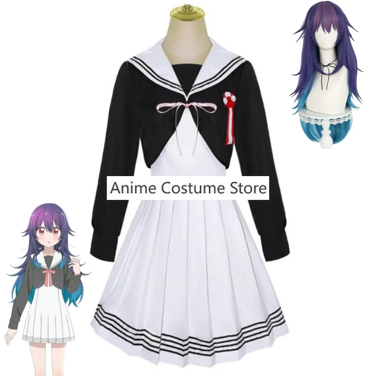 Anime Hoshikuzu Telepath Konohoshi Umika Cosplay Costume Costume Cute School Sailor Uniform Wig Halloween Carnival Party Suit