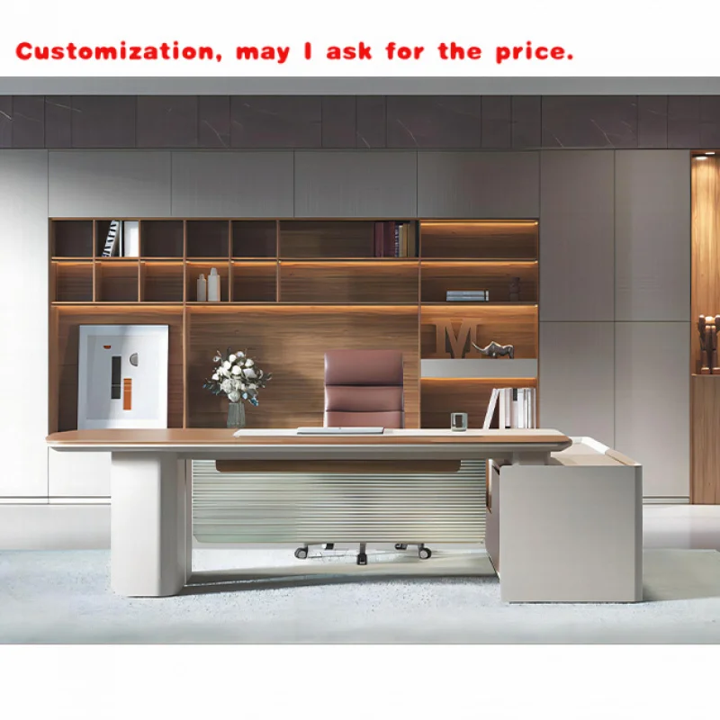 custom.Modern Luxury Color Premium Large Wooden Ceo Executive Office Desks With Side Cabinet Tables