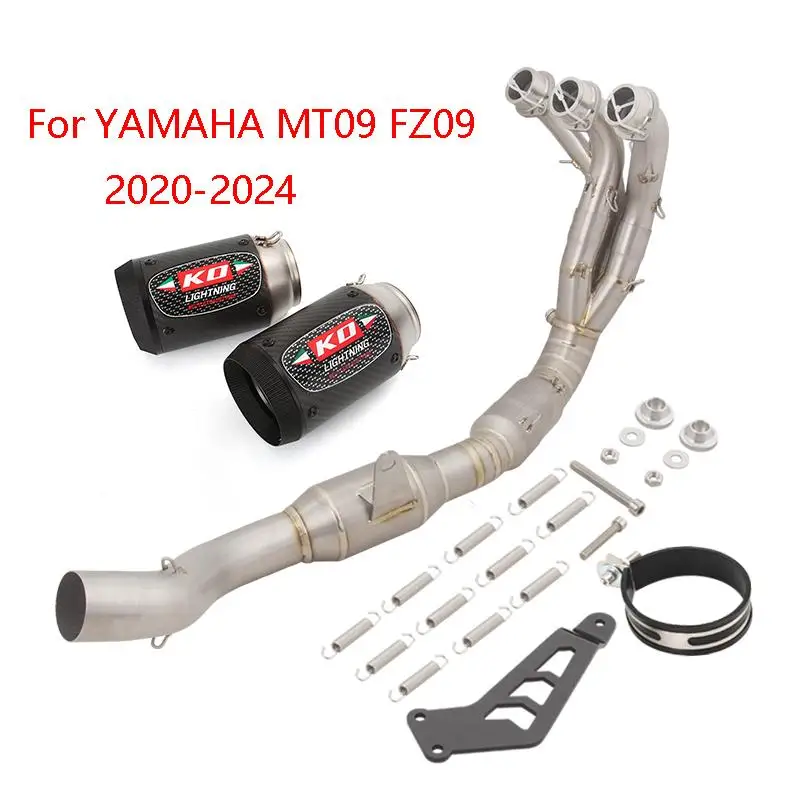 

Slip On For YAMAHA MT09 FZ09 2020-2024 Motorcycle Full Exhaust System Titanium Alloy Front Link Pipe Muffler Carbon Fiber Escape