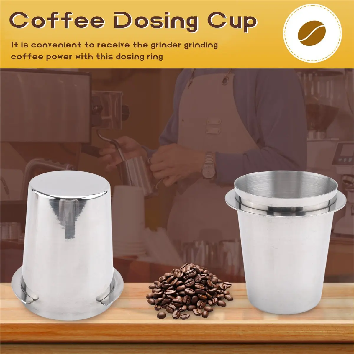newA10R Stainless Steel Coffee Dosing Cup Bean Grinding Machine for 58mm Espresso Machine Dosing Cup-B
