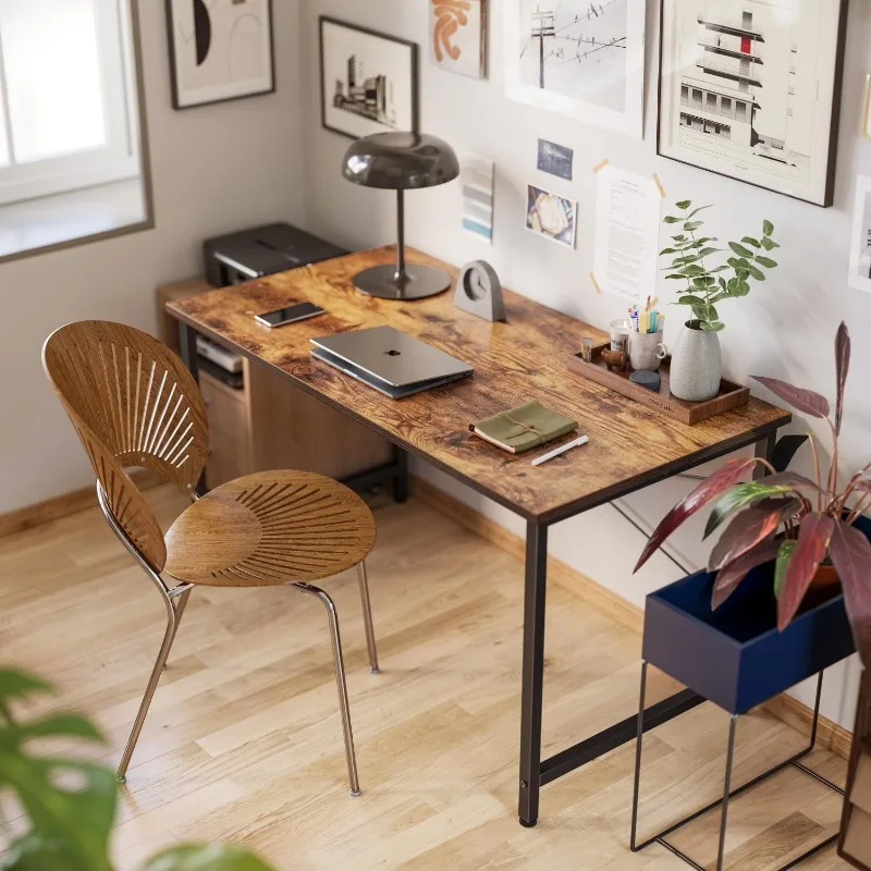 Computer Desk, 40 inch Home Office Small Modern Simple Style PC Table for Home, Office, Study, Writing, Vintage Brown