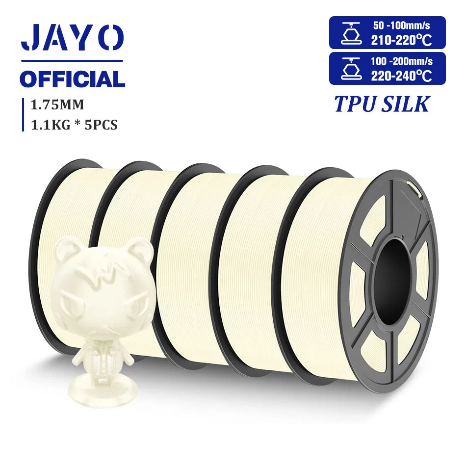 JAYO TPU SEIDE 3D-Drucker-Filament 98A TPU-Filament 1,75 mm Seide Regenbogen SEIDE PLA PLUS 3D-Filament Glänzende Seidenoberfläche 5 Rollen/Set 4