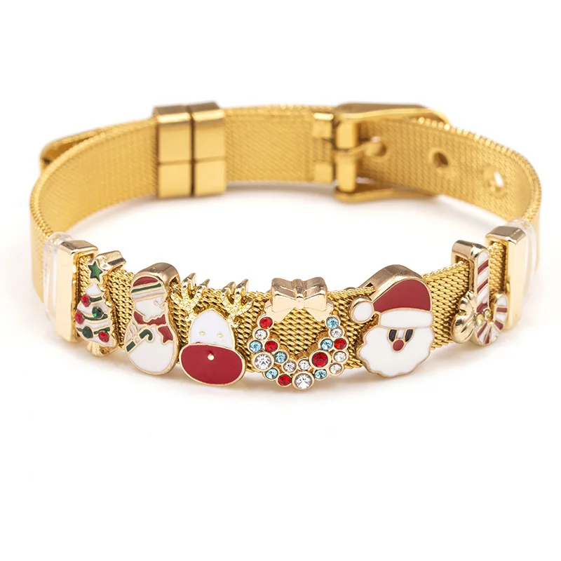 

Рождественский браслет ручной работы «сделай сам», рождественская форма, бусина Санта-Клауса, круглый и эллиптический дизайн, трендовый подарок для женщин, ювелирные изделия