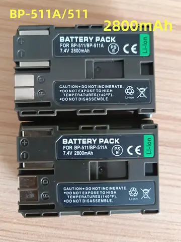 2800mAh BP-511A BP 511A BP-511 BP 511 batería o cargador de cámara para Canon EOS 300D 10D 20D 30D 40D 50D D30 D60 5D G6 OS 30D 40D