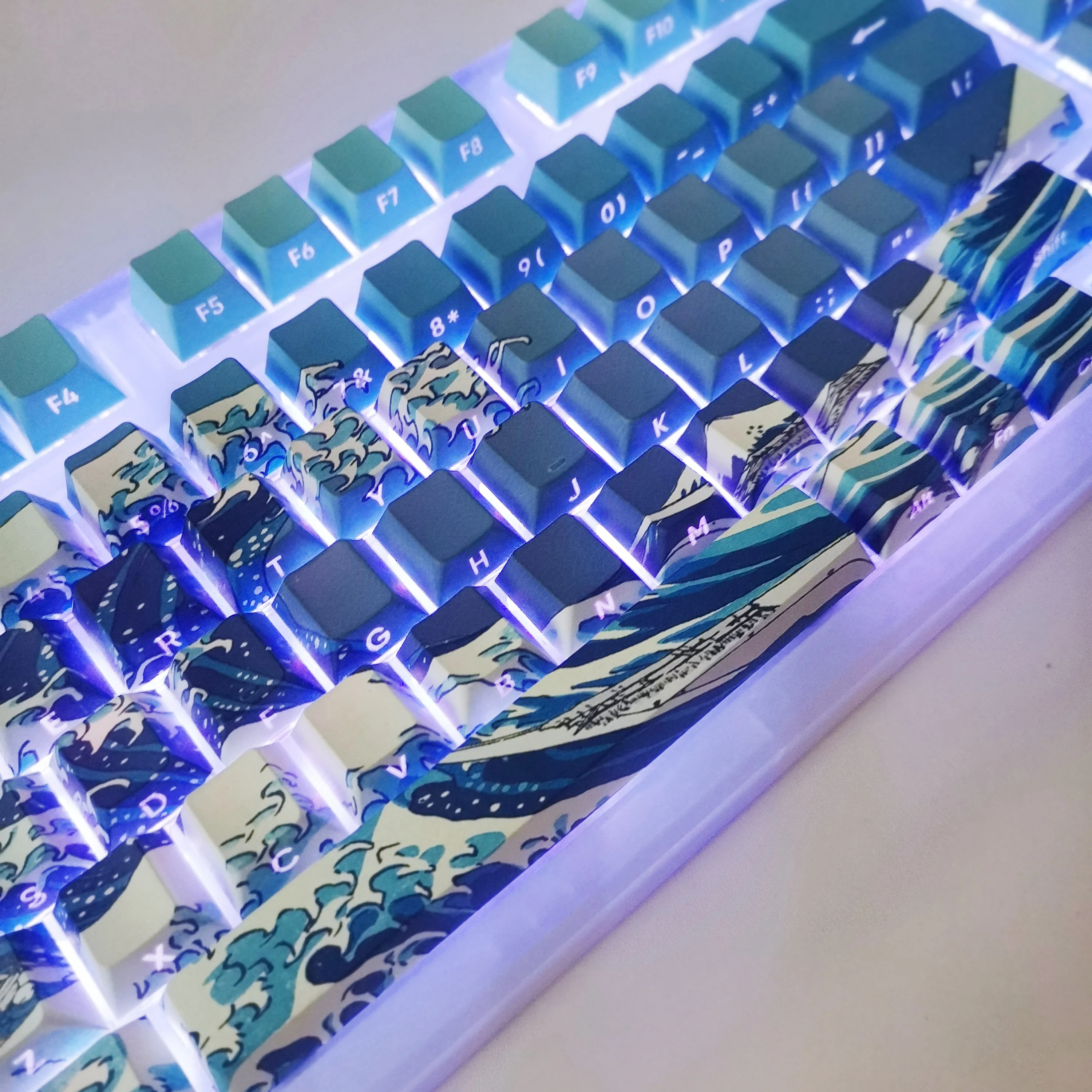 Shine Through PBT Keycap 5 Side Dye Sub Side Print Keycaps 125 Keys Cherry Profile for Cherry Gateron MX Switches Gamer Keyboard