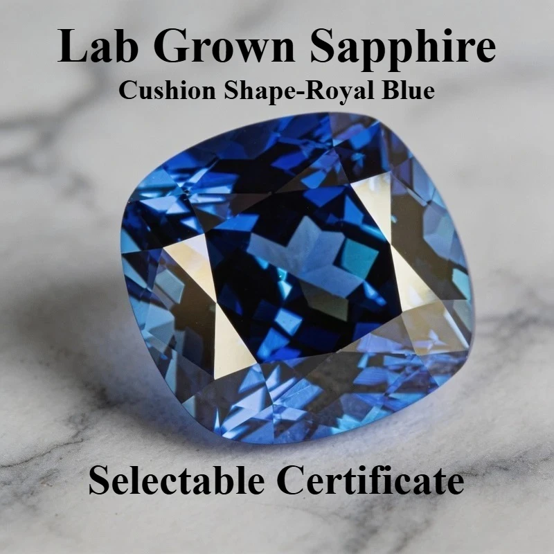 High Quality Lab Grown Sapphire Royal Blue Cushion Cut Charms Gemstone for  Jewelry Rings Earrings Making Selectable Certificate
