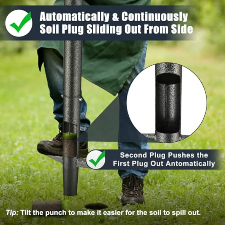 Macetero de bombillas con mango largo de 33,5 pulgadas, herramienta para probar el suelo del jardín, plantar flores de primavera, bombillas, ropa de cama, plantas, tulipanes, lirios y