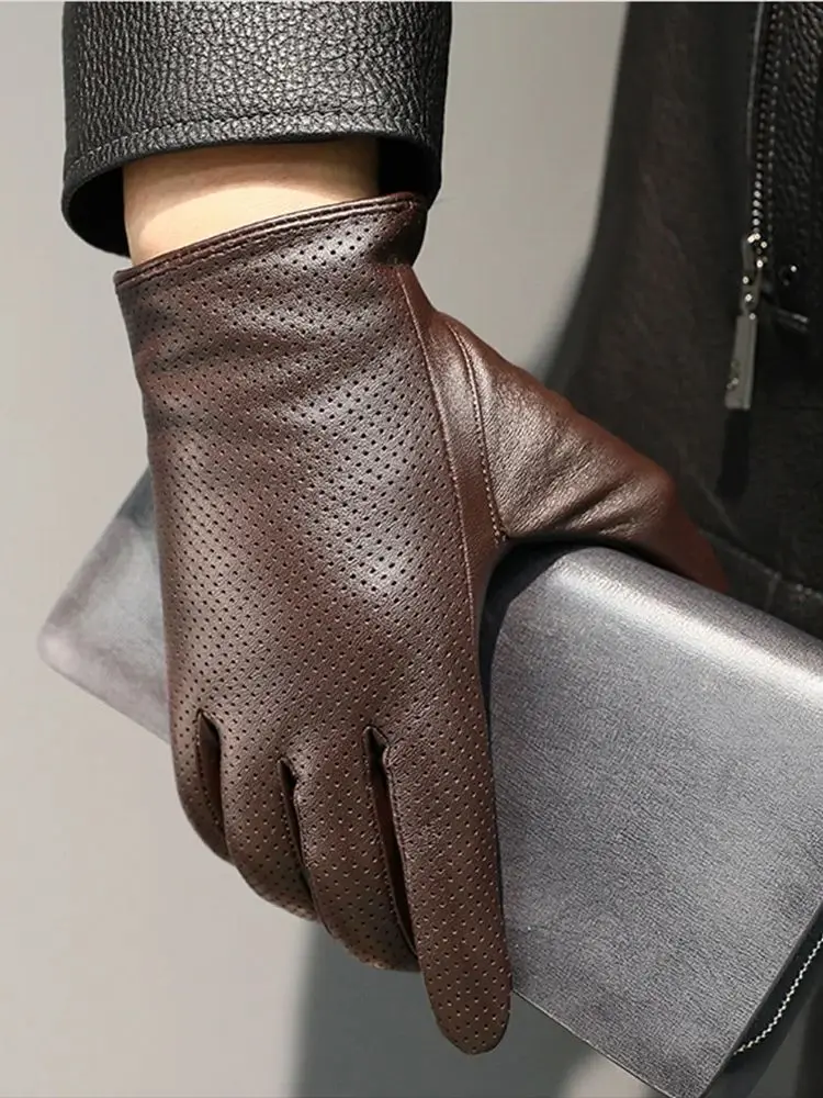 AliExpress NONE Genuine Sheepskin Leather Gloves for Men, Winter Warm Touchscreen Texting Driving Cycling Motorcycle Gloves