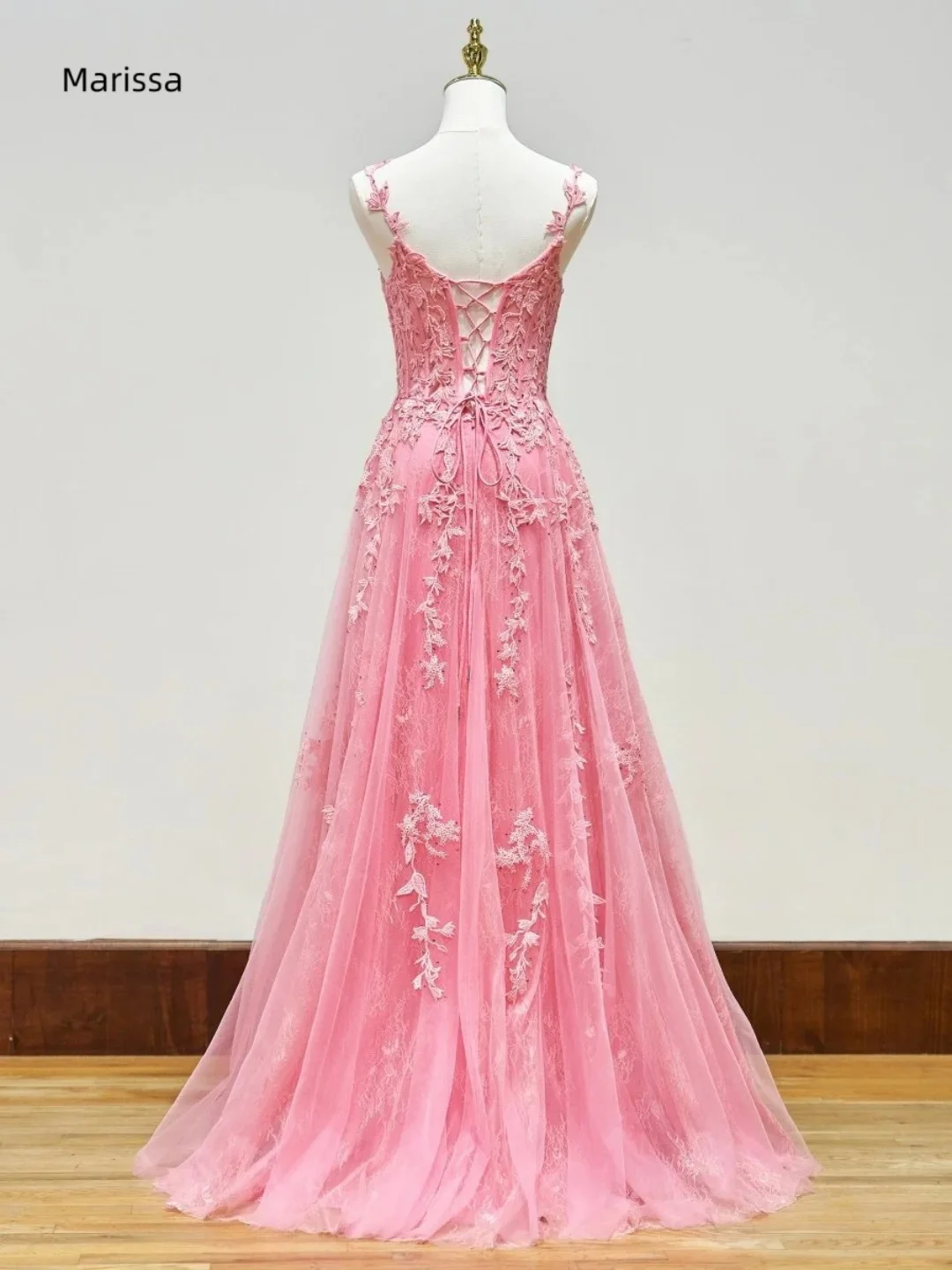 Marissa feito sob encomenda vestido de casamento luxuoso vestidos de noite femininos luxo 2025 linha um elegante vestidos de baile rosa chiffon festa