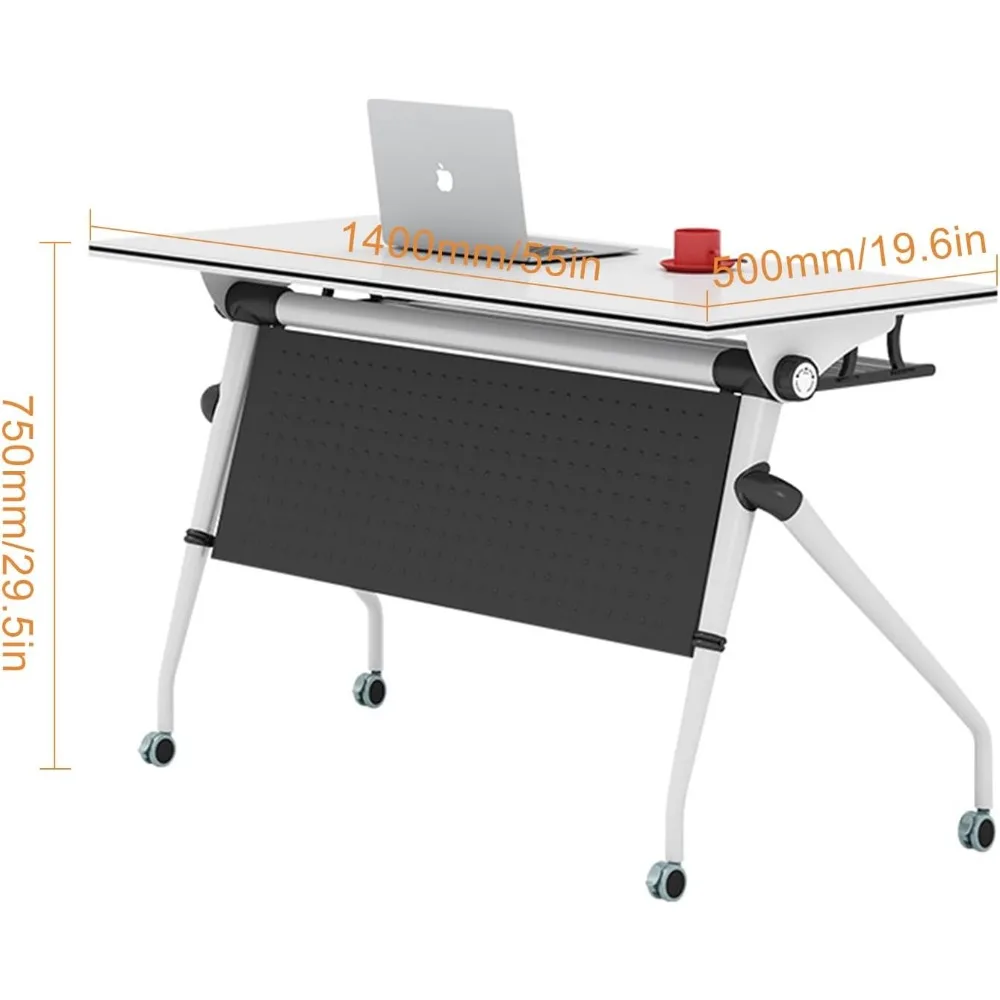 Conference Table On Wheels-Easy Assembly Foldable Meeting Table Modern Seminar Boardroom Table for Office Conference Room(1pack)