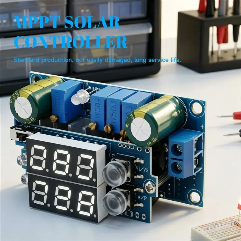 AA08-MPPT Solar Panel Controller Regulator DC-DC 6-36V Input 1.25-32V Output 5A Stepdown Module CC/CV Charging Function With 2 L