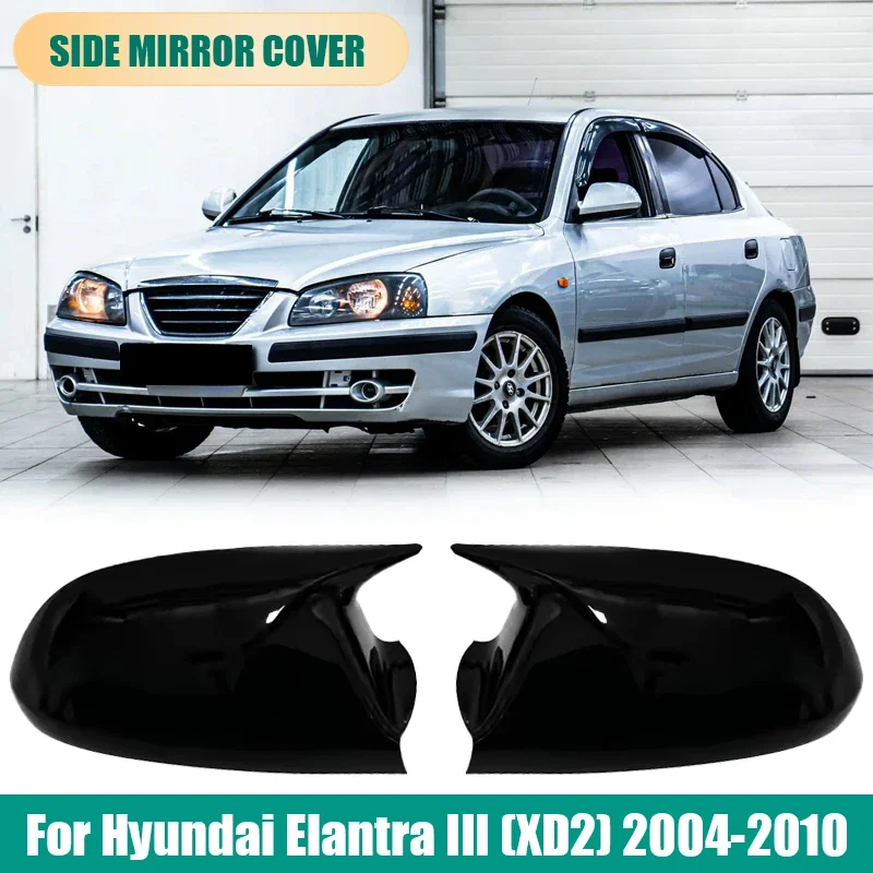 

Pair Car Side Reverse Mirror Cover For Hyundai Elantra III (XD2) 2004 2005 2006 2007 2008 2009 2010 Glossy Black Carbon Look